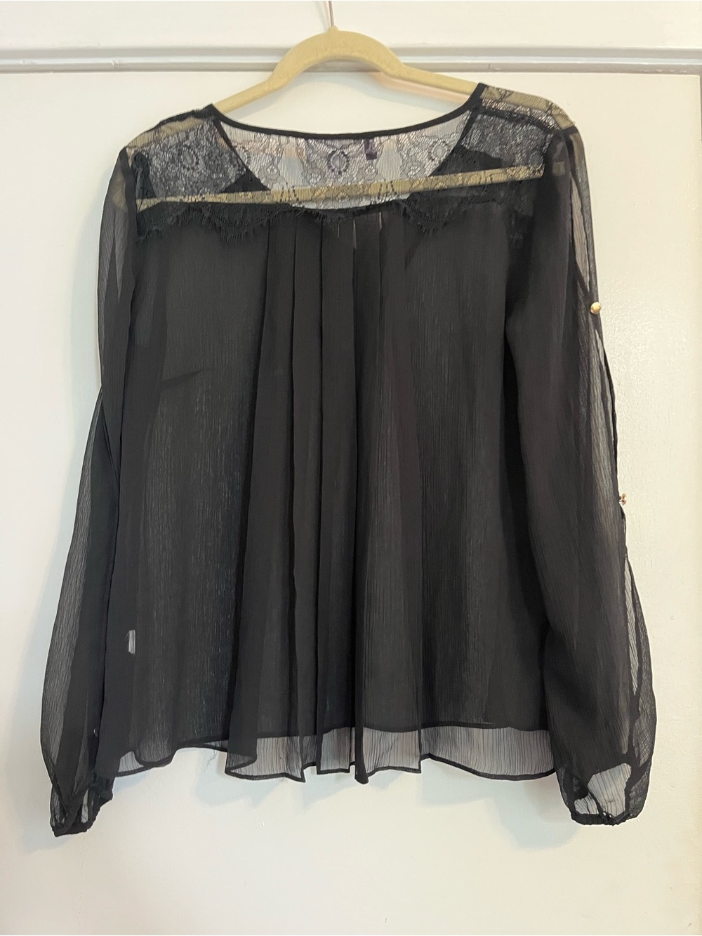 Jennifer Lopez Black Sheer Lace long sleeve Blouse shirt size small - Picture 7 of 7